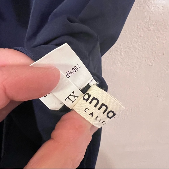 ANNA KACI Navy Drawstring Midi/Maxi Spaghetti Strap Dress w Side Slits Size XL - Picture 4 of 9